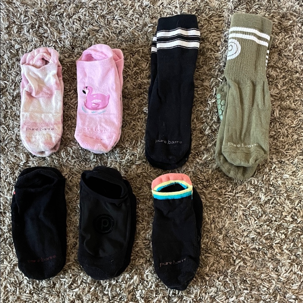 Pure Barre Athletic Socks - Pink, Black, Green